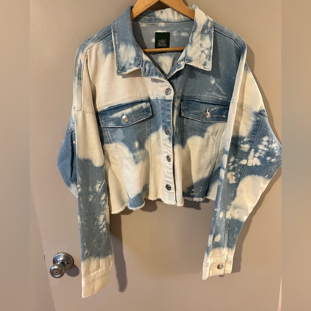 Wild Fable oversized, cropped tie dye jean jacket, size medium